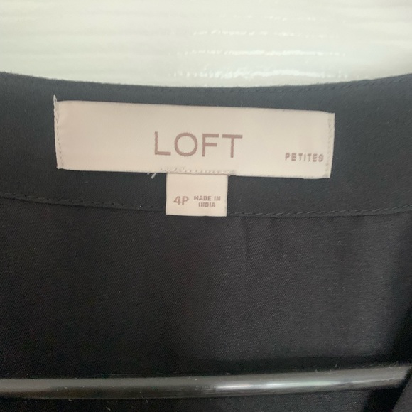 Loft black button dress with tie - Picture 2 of 2